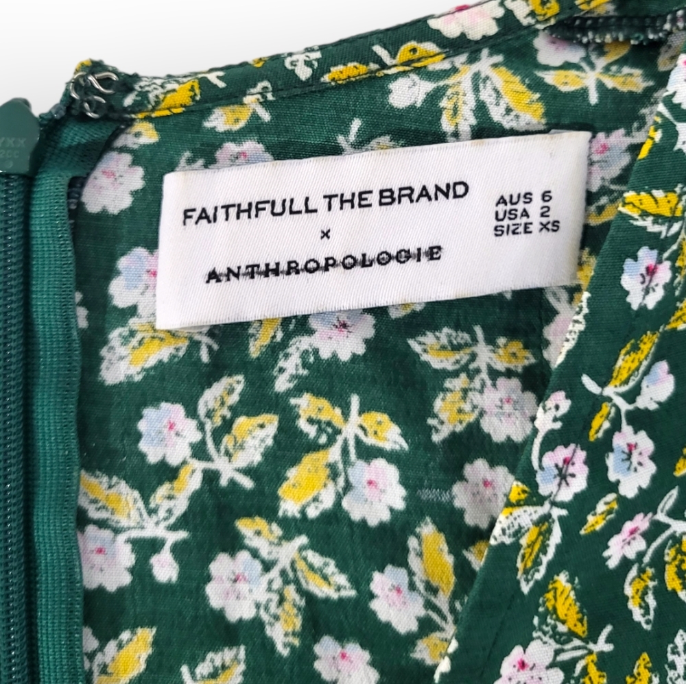 Faithfull The Brand Anthropologie Farah Midi Dress Green Floral 2 - Picture 13 of 13